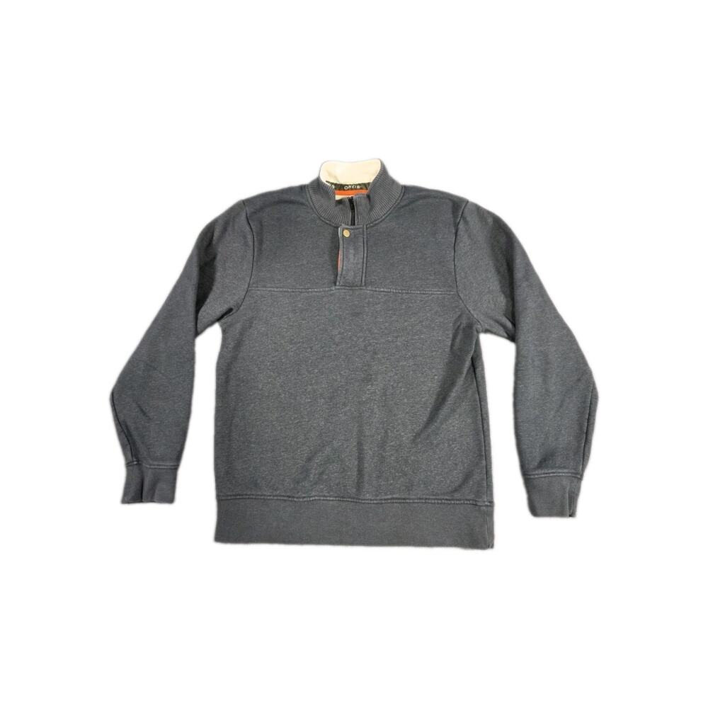 Orvis Signature Collection Men's 1/4 Zip Snap Sz M Long Sleeve Sweatshirt Gray